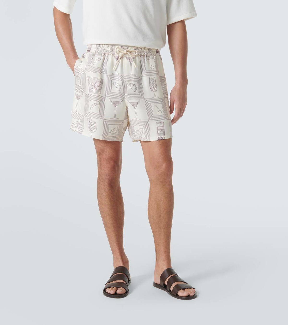 Loro Piana Bay printed silk twill shorts