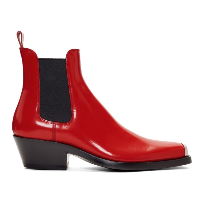 Photo: Calvin Klein 205W39NYC Red Western Chris Crosta Chelsea Boots