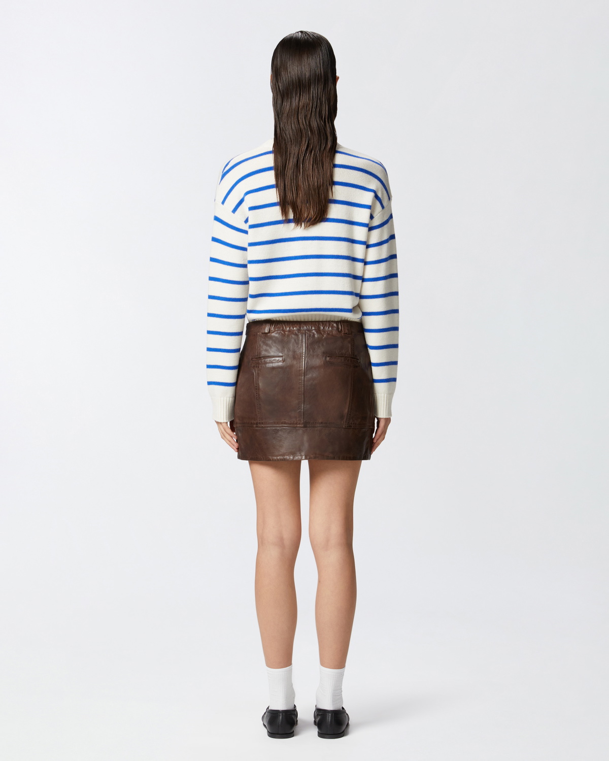 Pinko Leather Mini Skirt With Pockets Brown Sassicaia