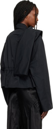 Rick Owens Black Temple Cropped Scarf Flight Jacket