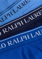 Polo Ralph Lauren Logo-jacquard Stretch-cotton Trunks set of Three Blue