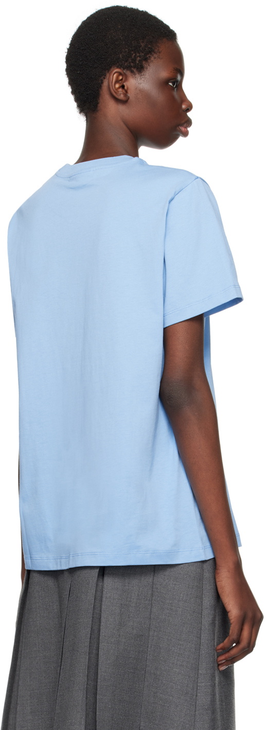 Tシャツ・カットソー GANNI Women Tops T4073 BLUE GANNI logo-embellished Cotton T-shirt | Blue | FARFETCH