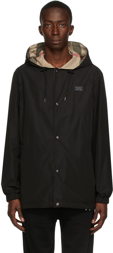 Photo: Burberry Reversible Black & Beige Check Elmhurst Jacket