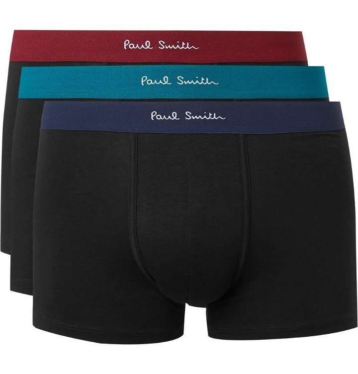 Photo: Paul Smith - Three-Pack Stretch-Cotton Jersey Boxer Briefs - Black