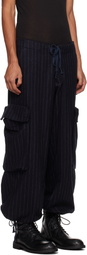 Greg Lauren Navy Wide-Leg Cargo Pants