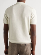 NN07 - Hansie Ribbed Cotton Half-Zip Polo Shirt - Neutrals