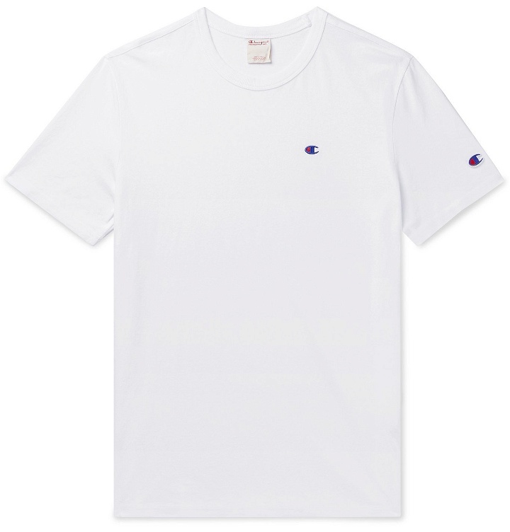 Photo: Champion - Logo-Embroidered Cotton-Jersey T-Shirt - White