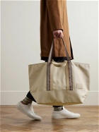 Paul Smith - Striped Leather and Webbing-Trimmed Cotton-Blend Canvas Tote Bag
