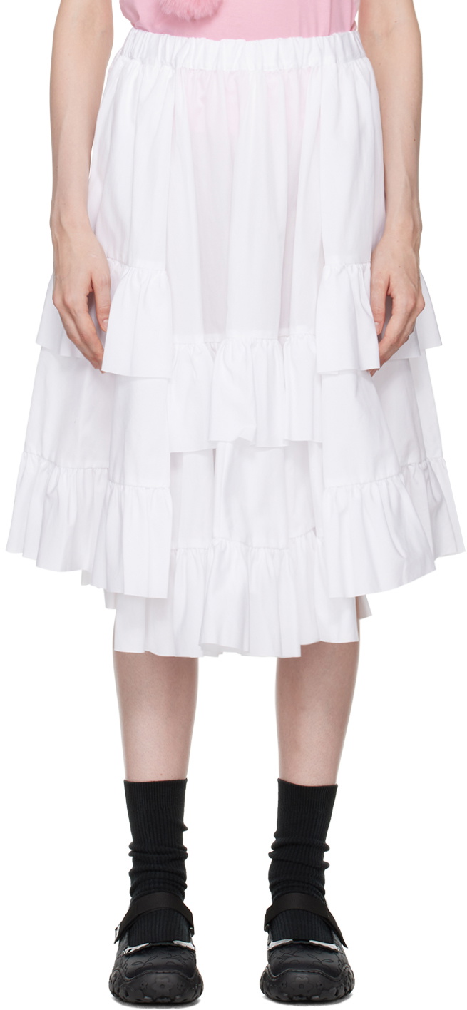 Comme des Garçons Girl White Tiered Midi Skirt