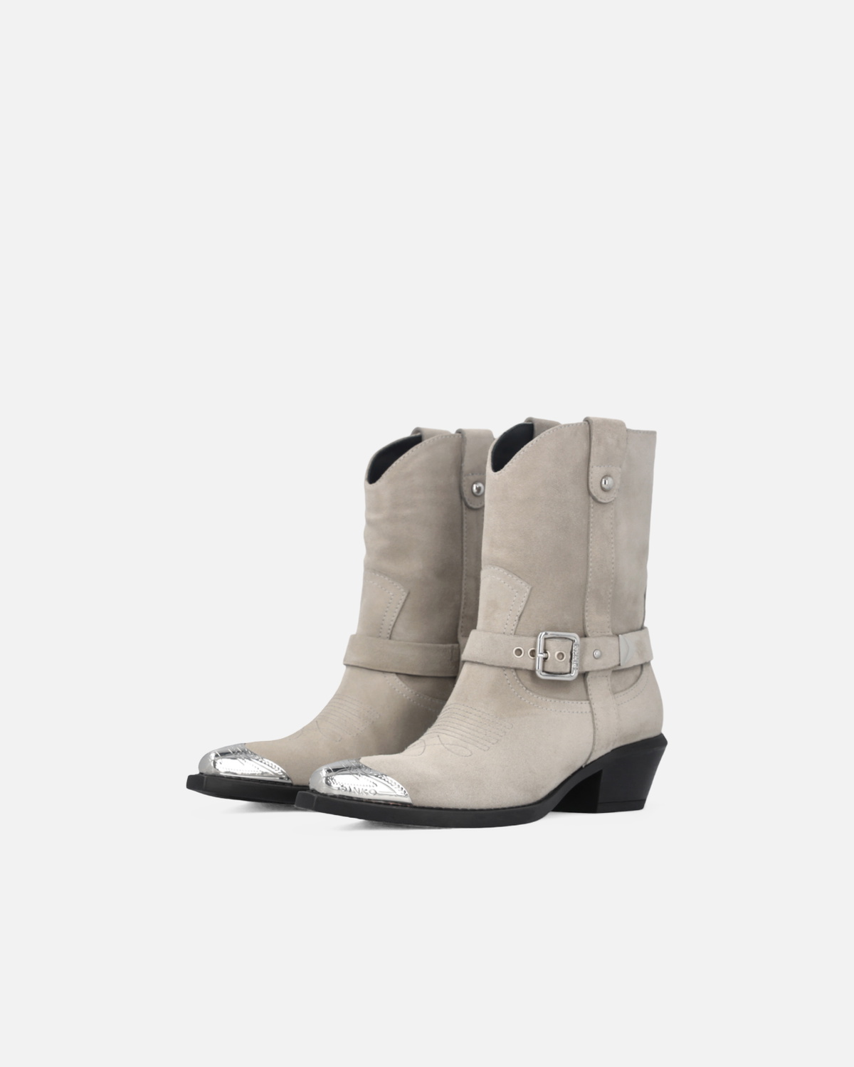 Pinko Texas Suede Boots With Metal Toe Sand