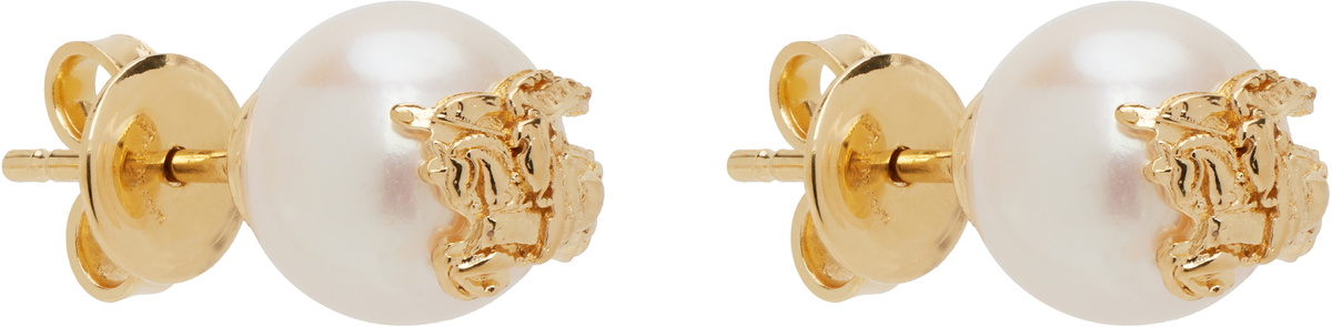 Burberry Gold Sphere Pearl Stud Earrings