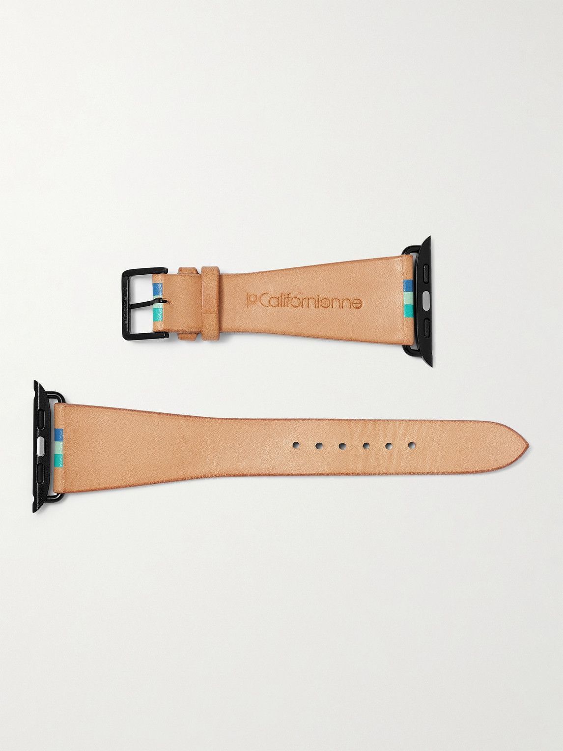 laCalifornienne - Aquamarine Striped Leather Watch Strap