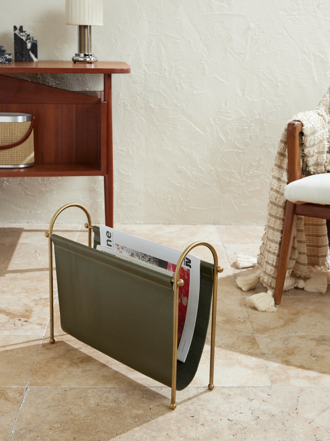Soho Home - Meard Gold-Tone and Leather Magazine Rack