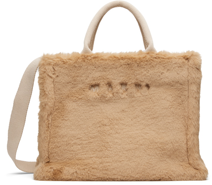 Photo: Marni Beige Small Faux-Fur Basket Tote