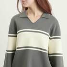 Samsøe Samsøe Women's Saanne Long Sleeve Polo Top in Gunmetal Wide Stripe