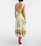 Oscar de la Renta Belted floral cotton-blend poplin midi dress