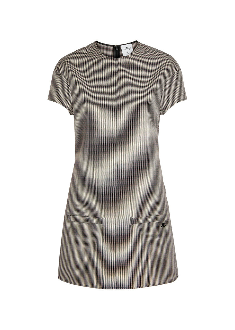 Courrèges Heritage Houndstooth Wool-blend Mini Dress Black