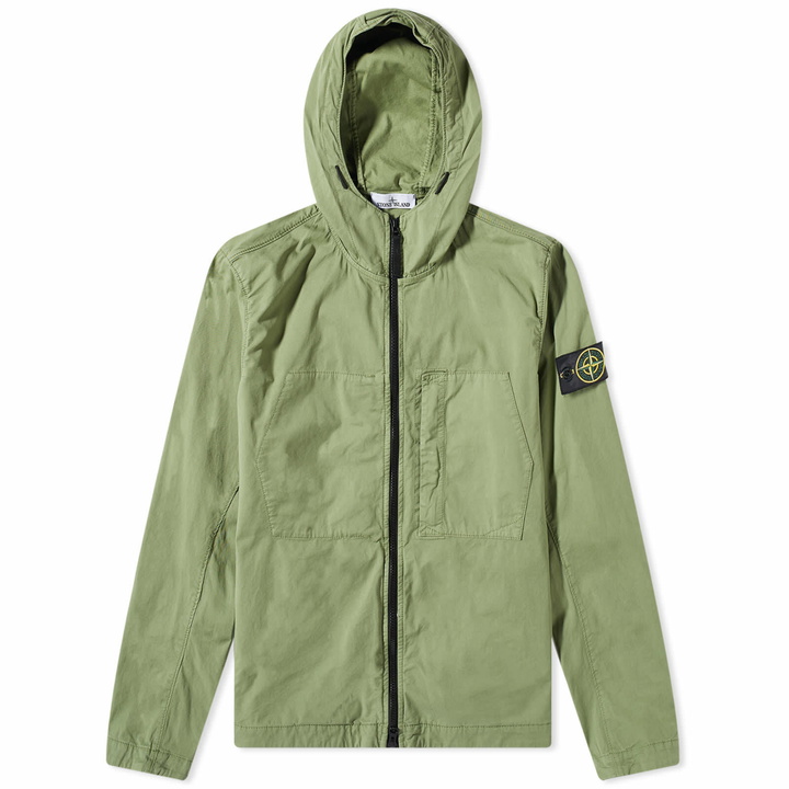 Photo: Stone Island Men's Supima Cotton Twill Stretch Hooded Jacket in Sage