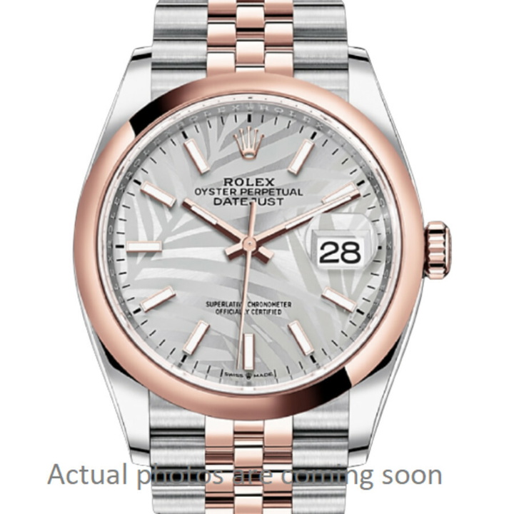 Photo: Rolex Datejust 36 Automatic Silver Palm Motif Dial Chronometer Watch 126201SSPLMJ