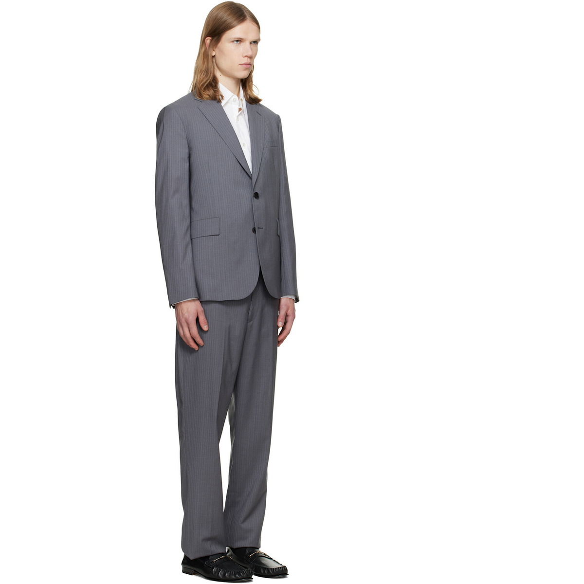 Paul Smith Gray 'The Soho' Tailored-Fit Pinstripe Wool Suit