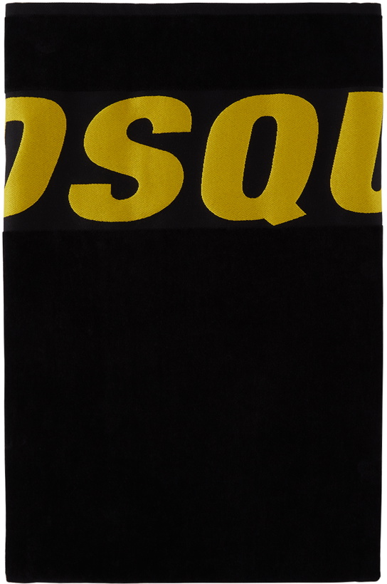 Photo: Dsquared2 Black & Yellow Logo Beach Towel