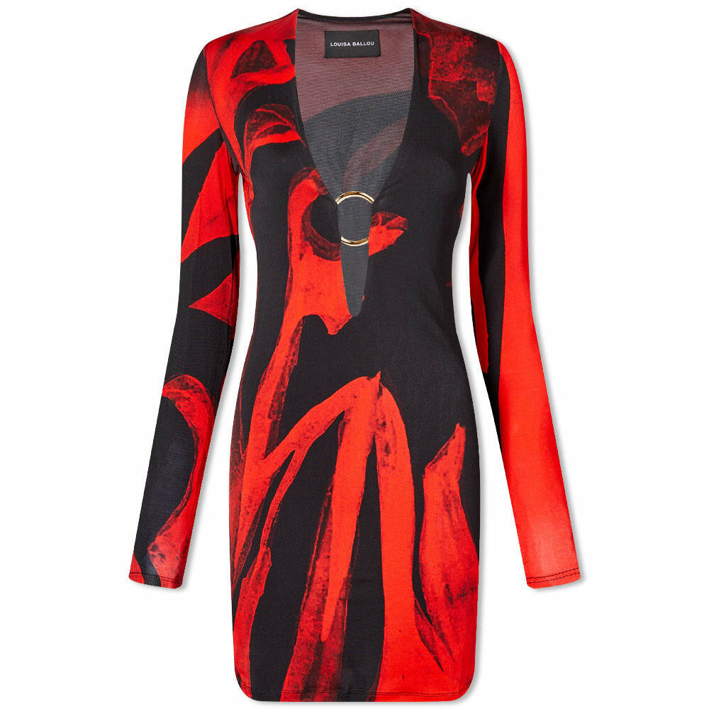 Louisa Ballou Women's Long Sleeve Helios Mesh Dress in Red Queen Louisa  Ballou