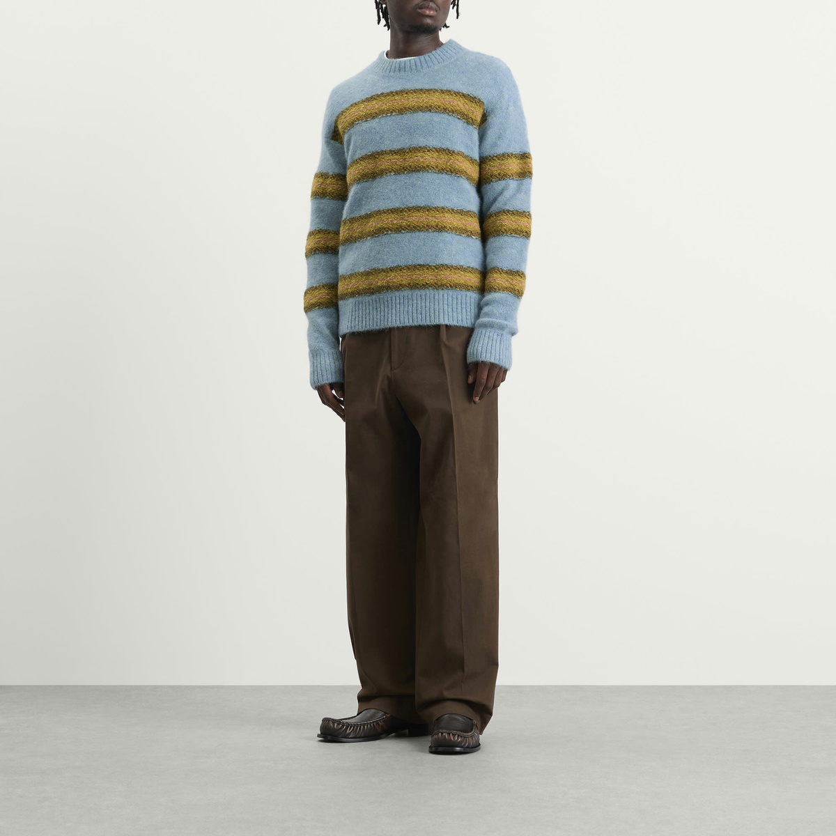 Dries Van Noten Men's Master Boucle Stripe Jumper in Light Blue