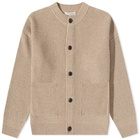 FrizmWORKS Men's Heavy Wool Round Cardigan in Oatmeal