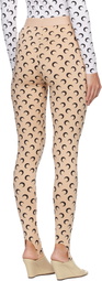 Marine Serre Beige Recycled Moon Jersey Stirrup Leggings