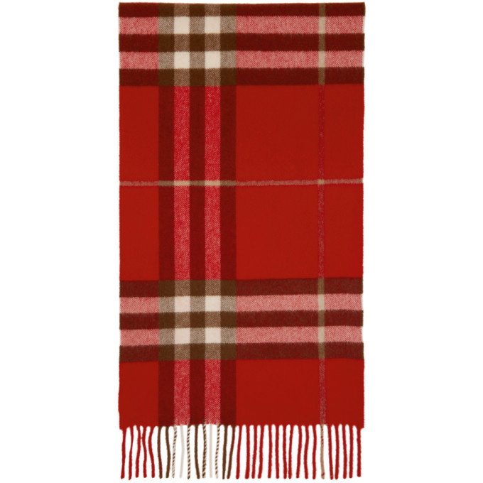 Photo: Burberry Red Cashmere Classic Check Scarf
