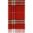 Burberry Red Cashmere Classic Check Scarf