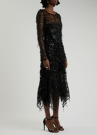 Paris Georgia Bianca Fringed Tulle Midi Dress Black