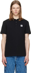BALMAIN Black Embroidered Cotton Polo
