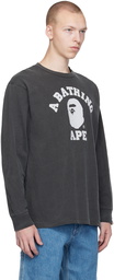 BAPE Gray Overdye College Long Sleeve T-Shirt