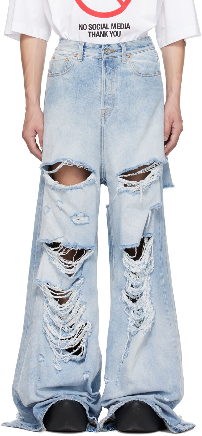 VETEMENTS Blue Destroyed Jeans Vetements