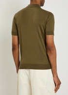 John Smedley Croall Ribbed Merino Wool Polo Shirt Dark Green