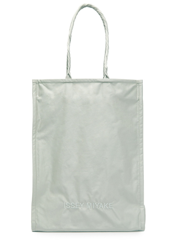Photo: Issey Miyake Crumplable Logo-embroidered Woven Tote - Grey - One Size
