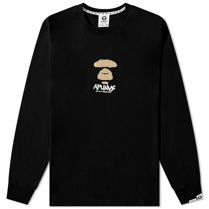 Photo: AAPE Men's Long Sleeve Spray T-Shirt in Black