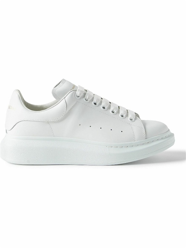 Photo: Alexander McQueen - Exaggerated-Sole Leather Sneakers - White