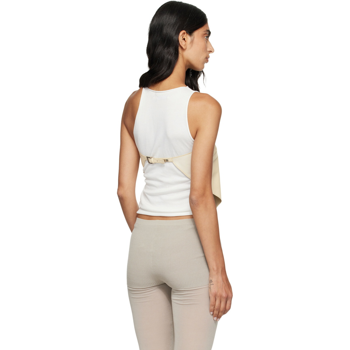 Paloma Wool Off-White Alba Belt Leather Top