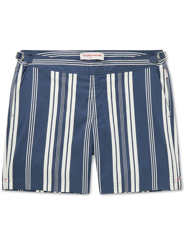 Photo: Orlebar Brown - Bulldog Mid-Length Striped Cotton-Blend Swim Shorts - Blue