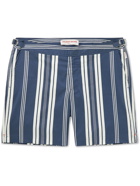 Orlebar Brown - Bulldog Mid-Length Striped Cotton-Blend Swim Shorts - Blue