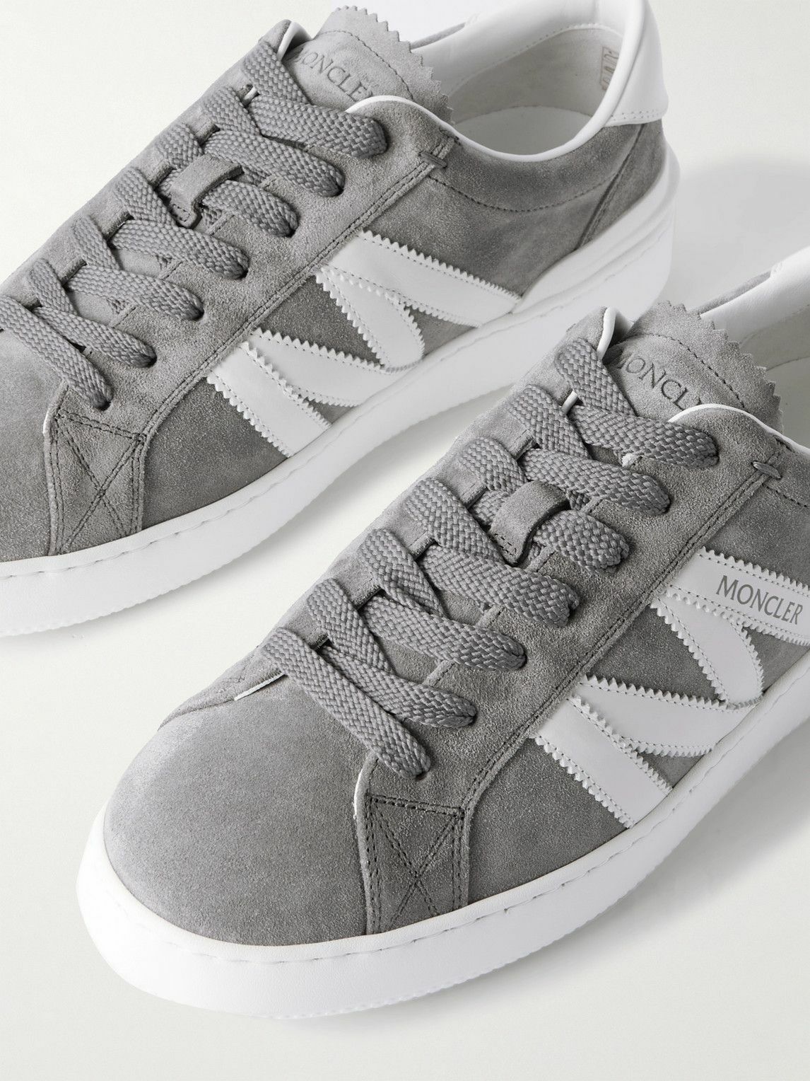 Moncler - Monaco Leather-Trimmed Suede Sneakers - Gray Moncler