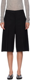 Jil Sander Black Viscose Silk Blend Straight Shorts