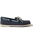 Sperry - Authentic Original Leather-Trimmed Nubuck Boat Shoes - Blue
