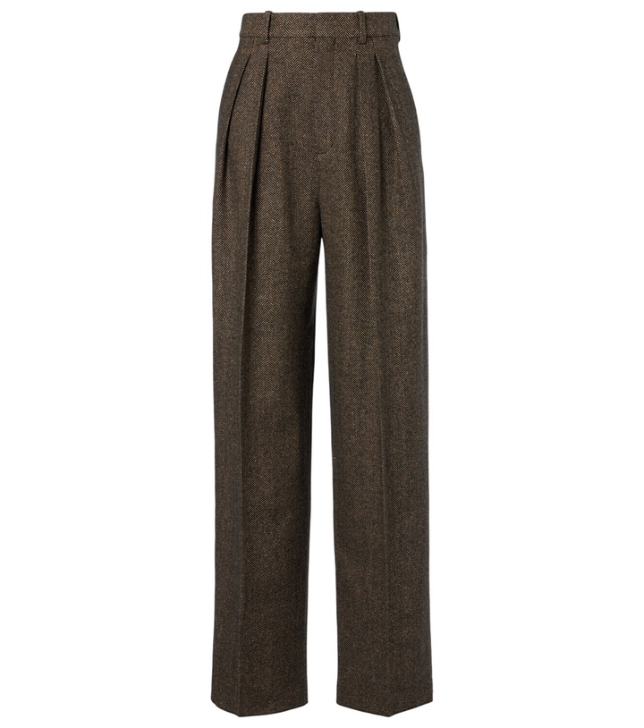 Photo: Saint Laurent Herringbone wool-blend wide-leg pants