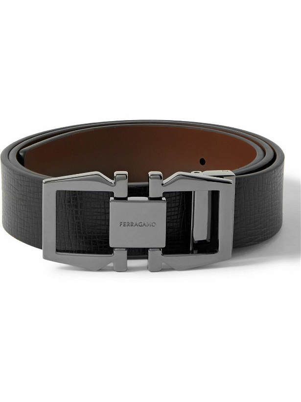 Photo: FERRAGAMO - 3cm Cross-Grain Leather Belt - Black