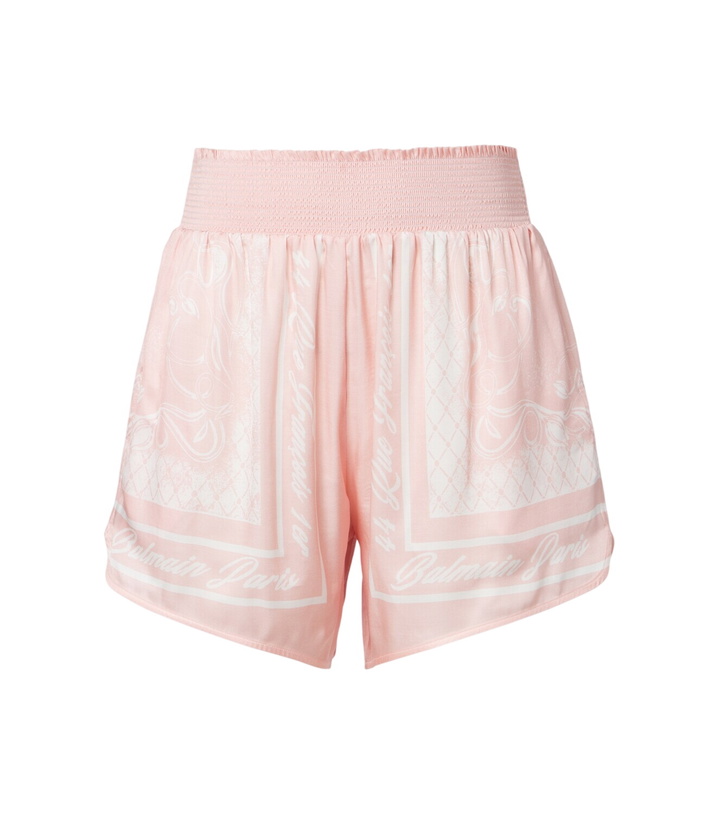 Photo: Balmain Printed satin shorts