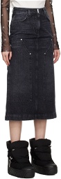 Givenchy Black Reinforced Panel Denim Midi Skirt