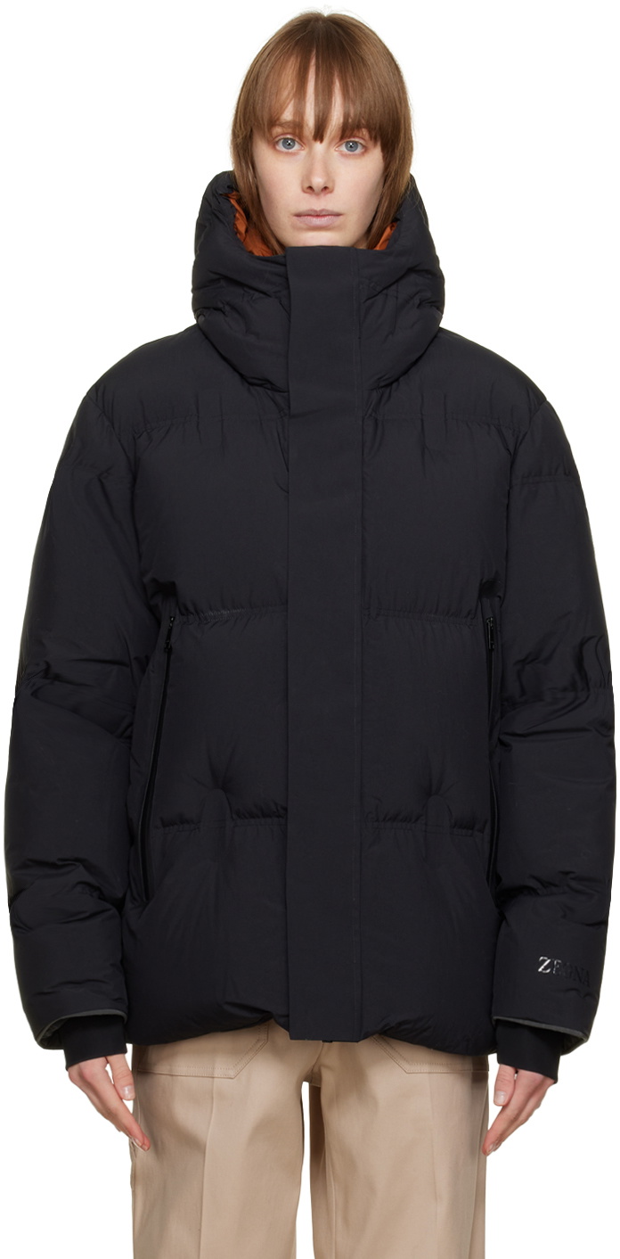 ZEGNA Black Laminated Down Jacket Zegna